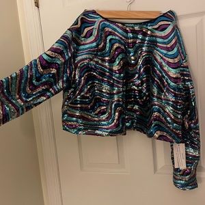 Sequin crop top, NWT, matching skirt for sale, too!